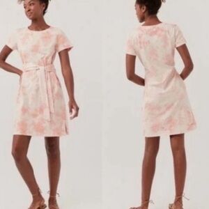 NWT Pact Pink and White Tie Front Midi Dress